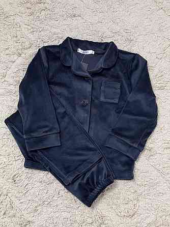 Дитяча велюрова тепла піжама одна кишеня Графітовий ч/к 110-116 Харків