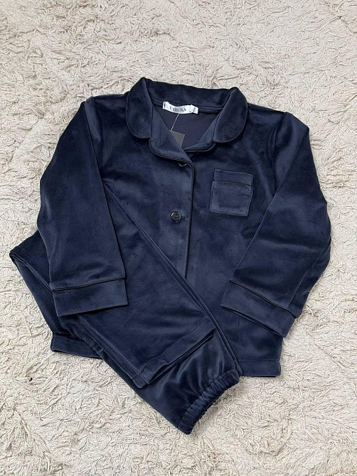 Дитяча велюрова тепла піжама одна кишеня Графітовий ч/к 110-116 Харків - фото 2