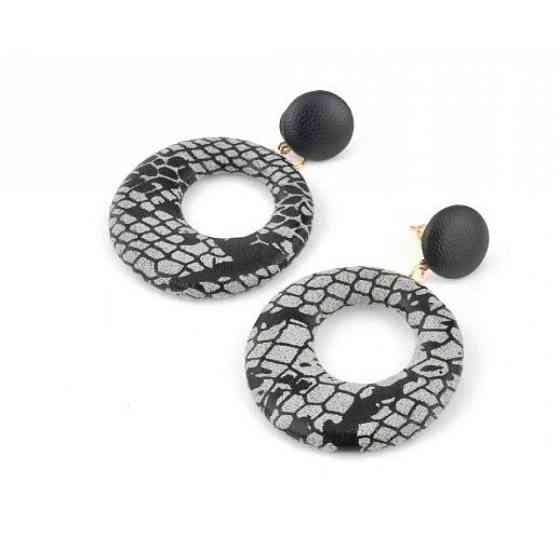 Серьги серые из экокожи, длина 5,5см СГ3180-8 Киев
