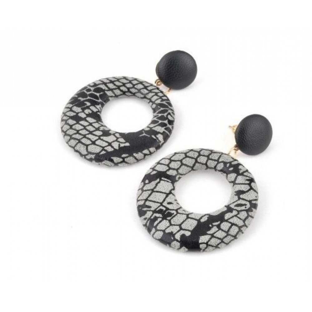 Сережки сірі з екошкіри, довжина 5,5 см СГ3180-8 Київ - фото 1