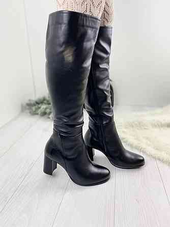 Stepter Чоботи жіночі STEPTER чорні натуральна шкіра зима высота 41см обхват голени 38-42см каб Коломыя