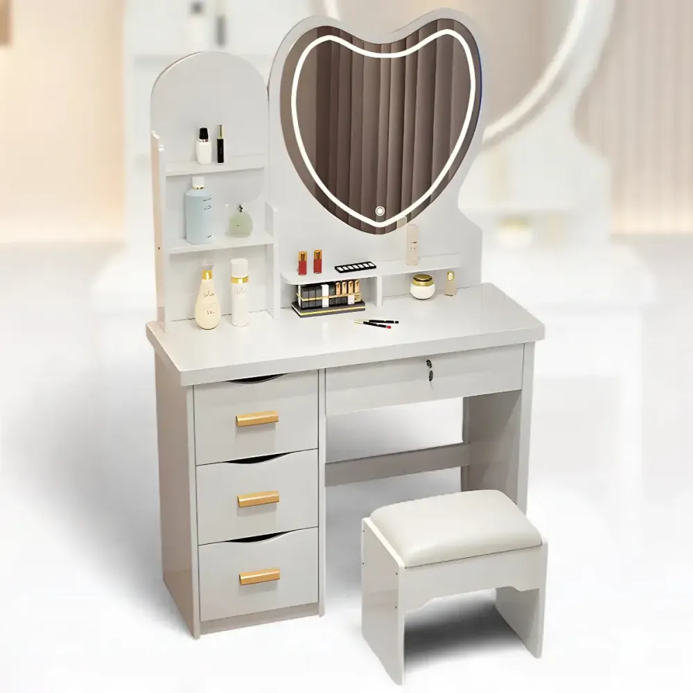 Туалетный столик с LED-зеркалом в форме сердца и пуфиком STL-MD 85 Коломия - фото 7