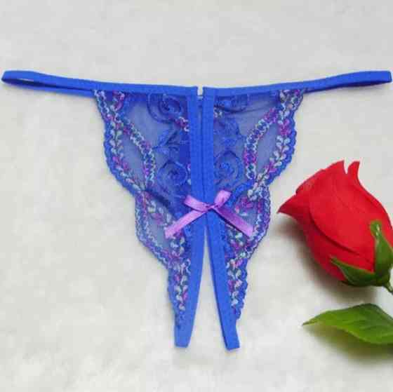 Труси з розрізом сині еротичні унісекс - розмір універсальний, резинка до 82см Київ