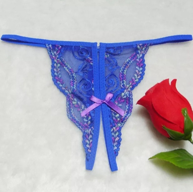 Труси з розрізом сині еротичні унісекс - розмір універсальний, резинка до 82см Київ - фото 1