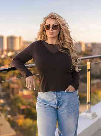 Жіноча кофточка з декольте сітка "Annabel" | Батал Чорний, 50-52 54-56, Шоколадний Київ
