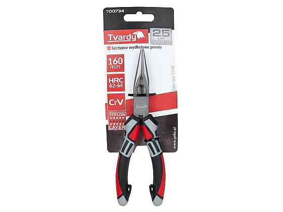 Плоскогубці видовжені закруглені "Tvardy"  160 мм з хром-ванадієвої сталі твердістю 62-64 HRC Киев