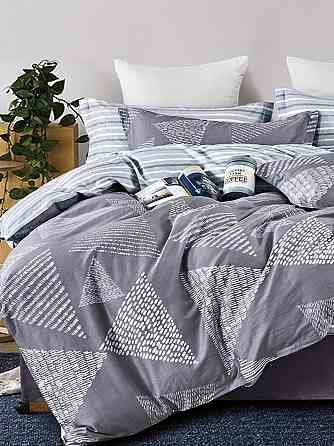 Ecotton Комплект постільної білизни Ecotton полуторний 150х215 см сіра Трикутна абстракція 2120 Коломия