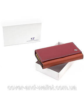 Женский бордовый кожаный кошелёк с визитницей ST Leather SB46 Киев - изображение 7