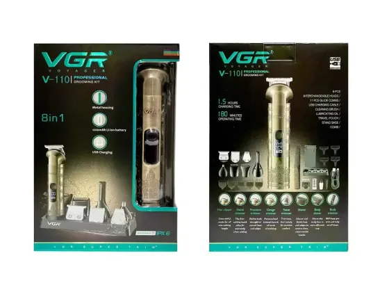 Машинка для стрижки VGR V-110 беспроводная 11 насадок триммер USB Type-C для волос и бороды Одесса