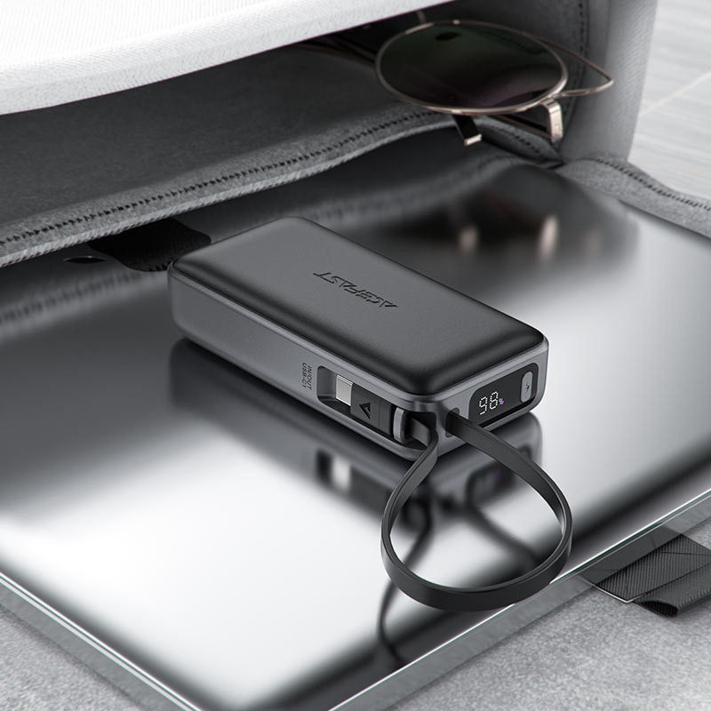 УМБ Acefast 10000mAh 30W PD USB-A,USB-C In/Out, with built-in USB-C cable M7 Black Винница - изображение 6