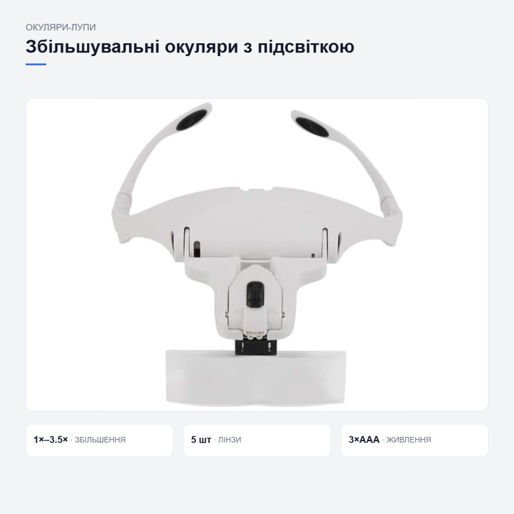 Збільшувальні окуляри 9892B1 з підсвіткою Київ - фото 17