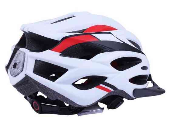 Шлем велосипедный H-093 c черным козырьком, габаритным фонарем (белый с красным, size L) Мукачево