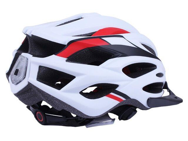 Шлем велосипедный H-093 c черным козырьком, габаритным фонарем (белый с красным, size L) Мукачево - изображение 2