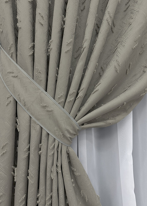 Комплект штор VR-Textil Лен Букле № 1888ш Серый 150х290 см 2 шт (33-0920) Киев - изображение 5