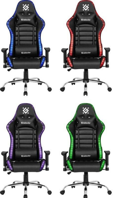 Геймерское кресло Defender Ultimate полиуритановое с RGB подсветкой (Черное) Киев - изображение 8