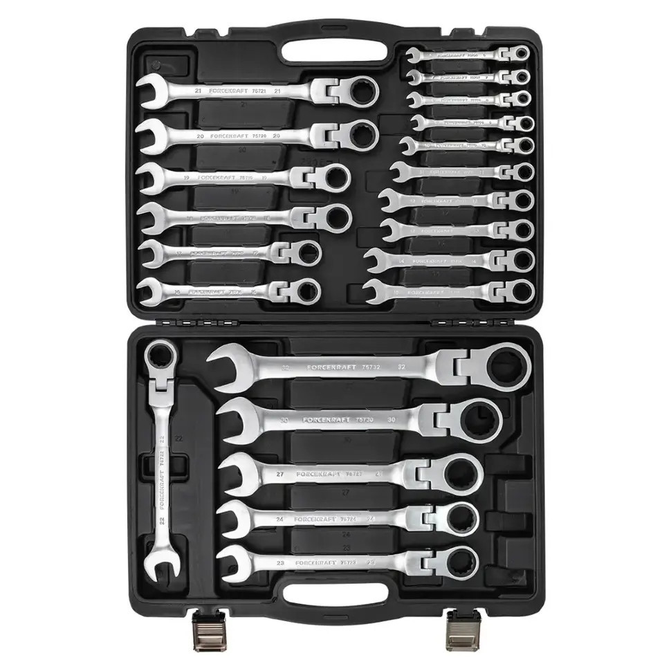 Набор ключей трещоточных с шарниром 22пр. (6-32мм) FORCEKRAFT FK-10342 Одесса - изображение 2