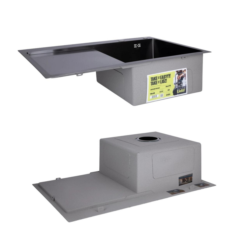 Комплект Lidz Handmade H7849BL Мойка для кухни интегрированная крыло слева BlackPVD в комплекте с дозатором + Lidz K01B Корзина Киев - изображение 4