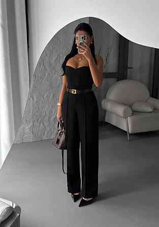 Жіночий базовий діловий костюм двійка: корсет і штани костюмка Чорний, 46/48 Одеса