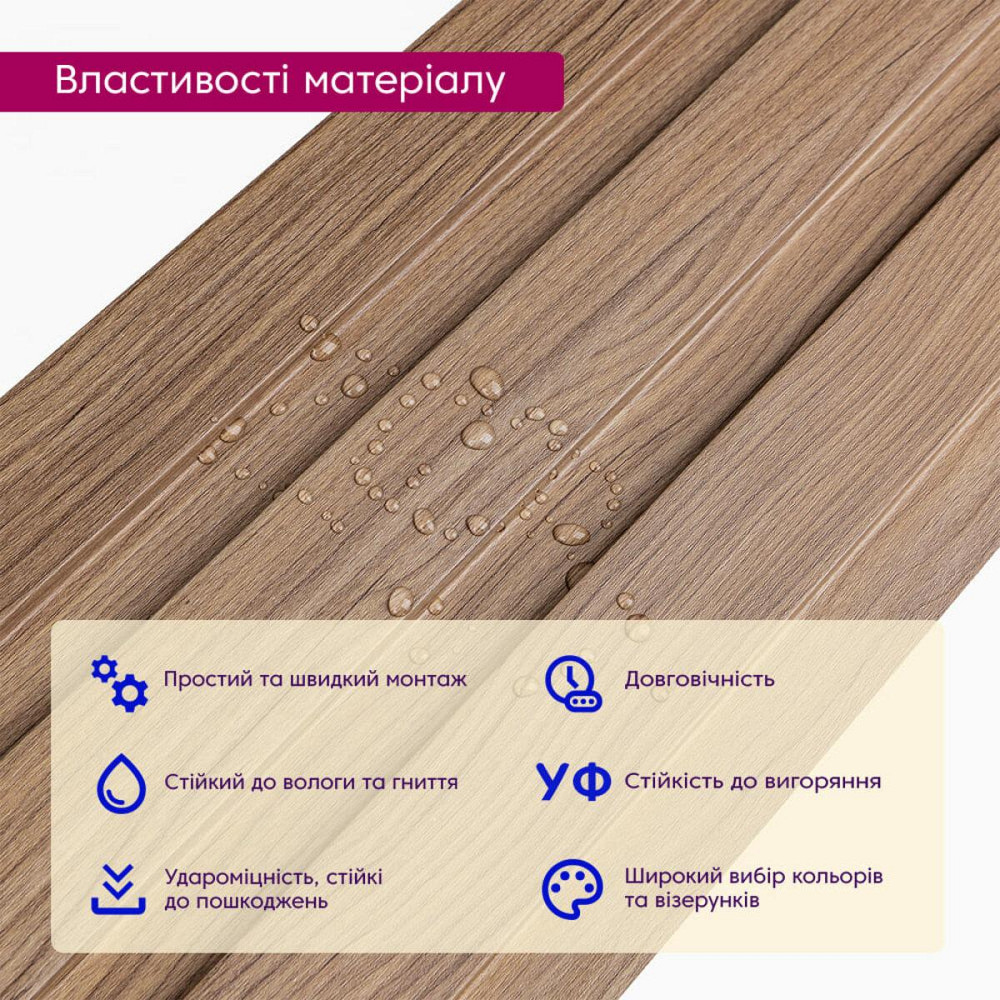 Рейка декоративная WPC стеновая 200х11х2900мм SW-00003007 Киев - изображение 4
