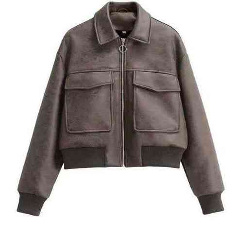 Женская куртка-бомбер из эко-кожи Коричневый XS Харьков