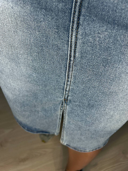 Спідниця жіноча джинсова Ladyn 802 з розрізом середня довжина пояс блакитна, блакитний, 44, 42, 118  Одеса - фото 9