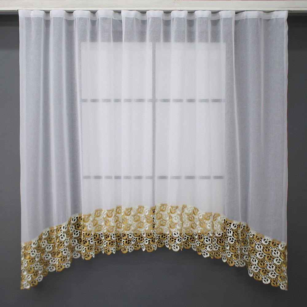 Кухонная арка VR-Textil № 000к микро-лен с макраме белый 270х150 см (51-202) Киев - изображение 1