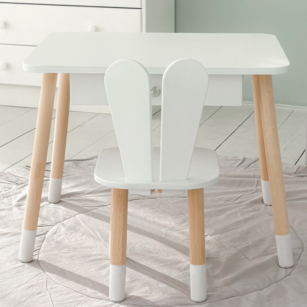 Дитячий столик з ящиком і стілець-кролик, білий Київ - фото 7