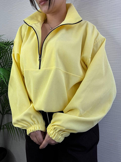 Жіночий стильний повсякденний костюм-двійка з мікровельвету Жовтий, 42/44 Одеса - фото 5