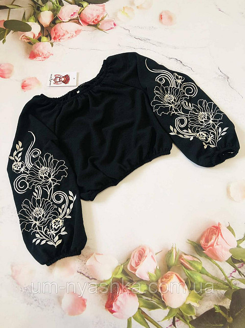 Подростковая бежевая укороченная блуза с вышивкой 122-140 Кривой Рог - изображение 2