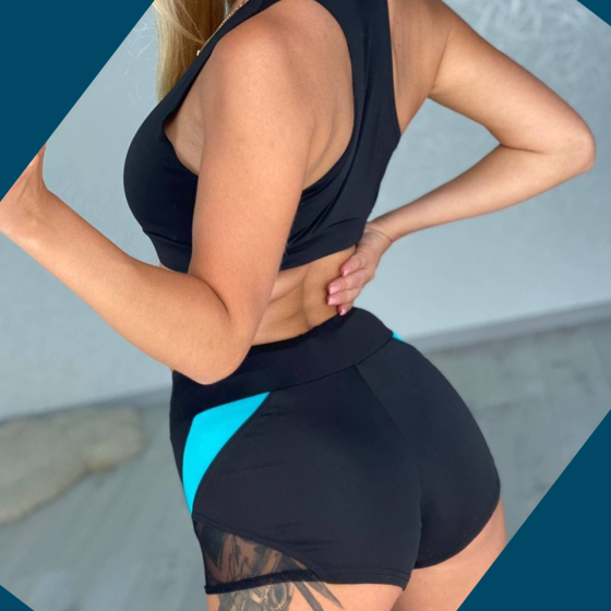 Жіночий костюм комплект пол денс одяг шорти з футболкою топ для pole dance fitness чорний з смугою Одеса