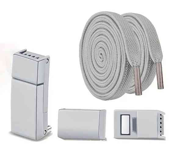 Эластичные шнурки без завязок с магнитными застежками Серый Смела