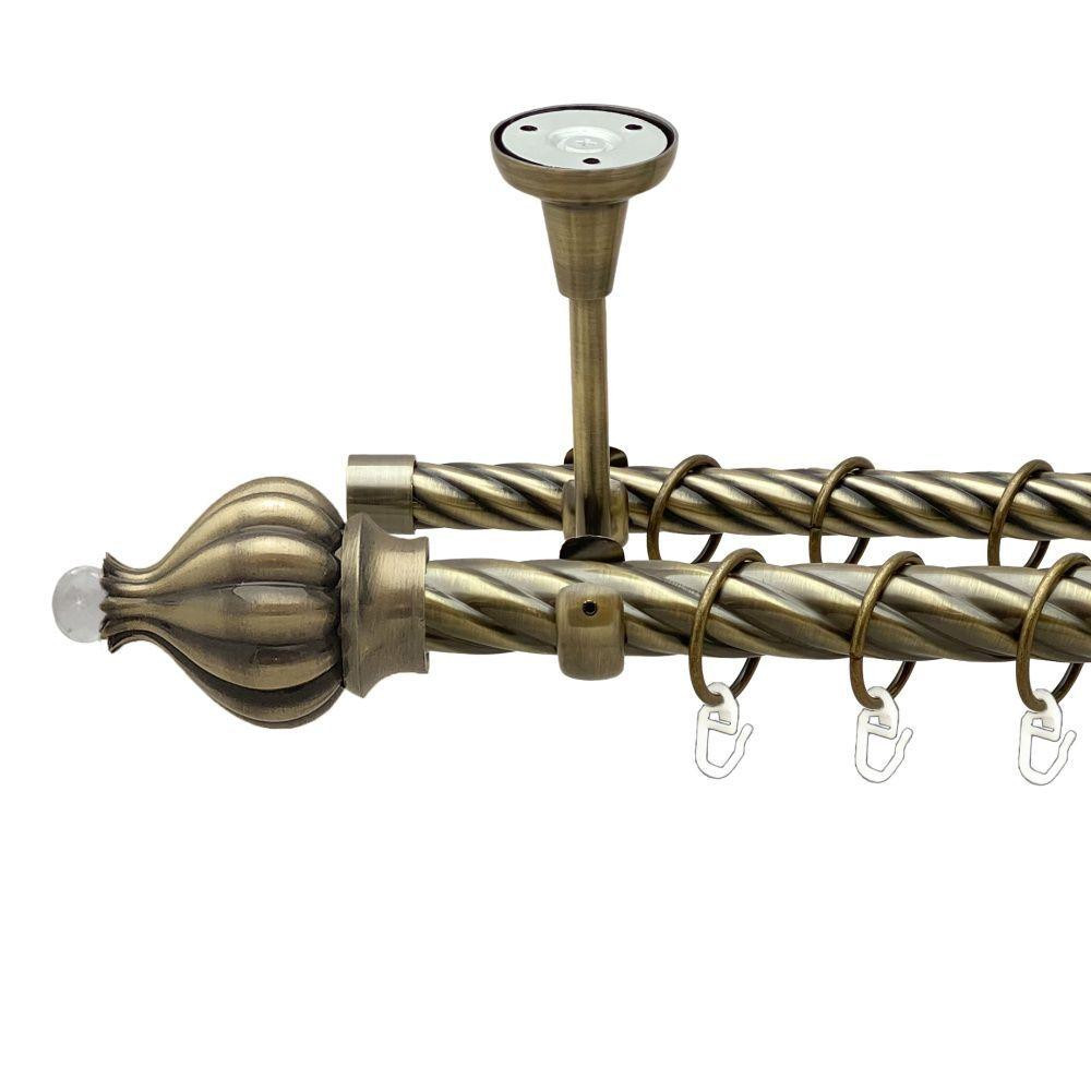 Карниз Orvit Таджа-Кристал металевий дворядний відкритий до стелі скручена труба кільце металеве Антик 25\19 Львов - изображение 1