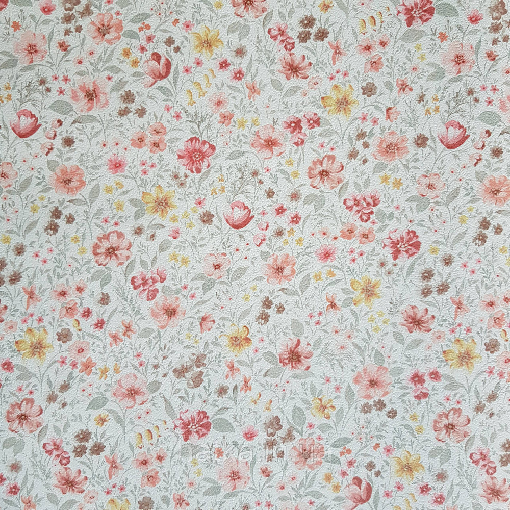 Шпалери вінілові на флізелін 0.53х10.05м Rasch Textil Petite Fleur 5 квіти маленькі червоні жовті на білому Київ - фото 3
