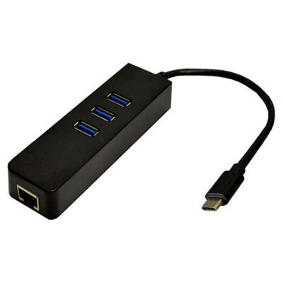 Перехідник Dynamode USB 3.1 Type-C - RJ45 Gigabit Lan, 3*USB 3.0 (USB3.1-TypeC-RJ45-HUB3) Вінниця - фото 1