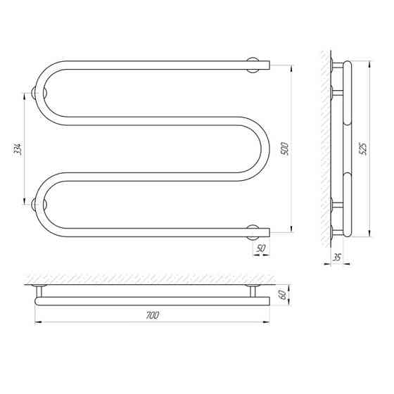 Електрична сушарка для рушників Laris Змійовик 25 РС3 700Х500 Е права підкл. Київ