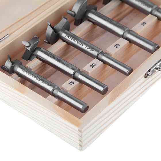 Набір фрез Форстнера INTERTOOL HT-0074,  15-35 мм, 5 шт. - для отворів під фурнітуру Львів