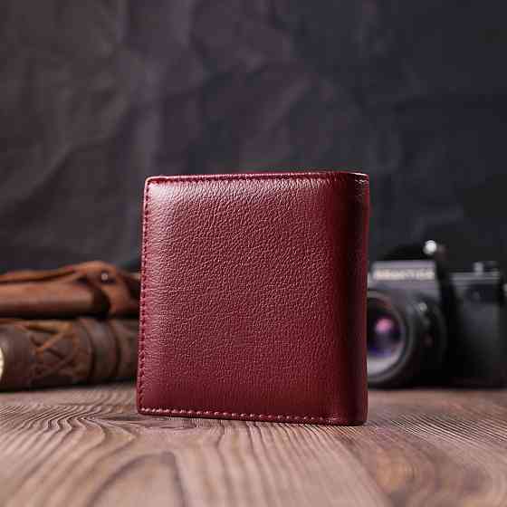 Небольшой женский кошелек с монетницей снаружи из натуральной кожи ST Leather 22544 Бордовый Киев