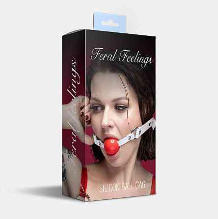 Кляп силиконовый Feral Feelings Silicon Ball Gag White/Red, белый ремень, красный шарик Sex Aura Киев
