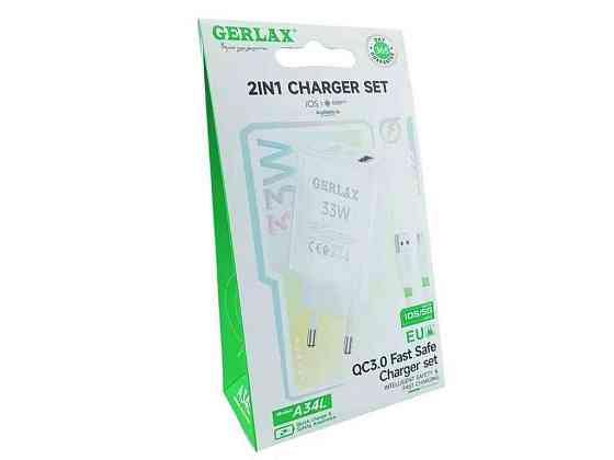 Мережевий зарядний пристрій microUSB A34V 3A/USB/33W/QC3.0 білий 1м ТМ GERLAX Київ