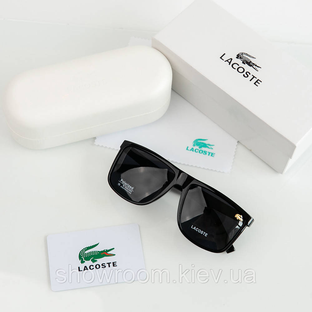 Мужские черные солнцезащитные очки с поляризацией Lacoste (0166) Киев - изображение 3