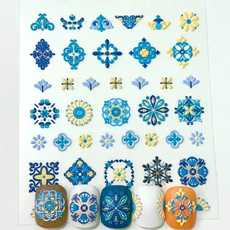 5D наклейки для ногтей с орнаментом и цветами, стиль бохо — 1 лист Киев - изображение 7