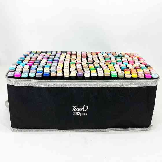 Набор цветных маркеров 262 шт, Набор качественных цветных двусторонних маркеров, Маркеры для дизайнеров UJ-74 Львов