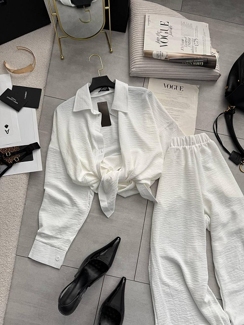 Женский стильный повседневный котюм двойка креп-жатка Пломбир, 42/44 Одесса - изображение 3