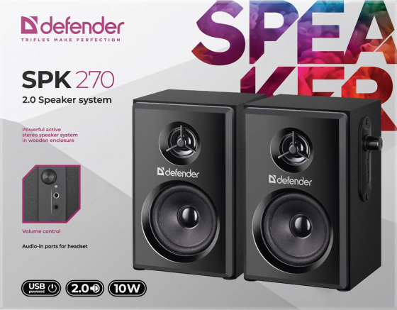 Акустика Defender 2.0 SPK-270 10Вт USB Black (65270) (6857922) Киев