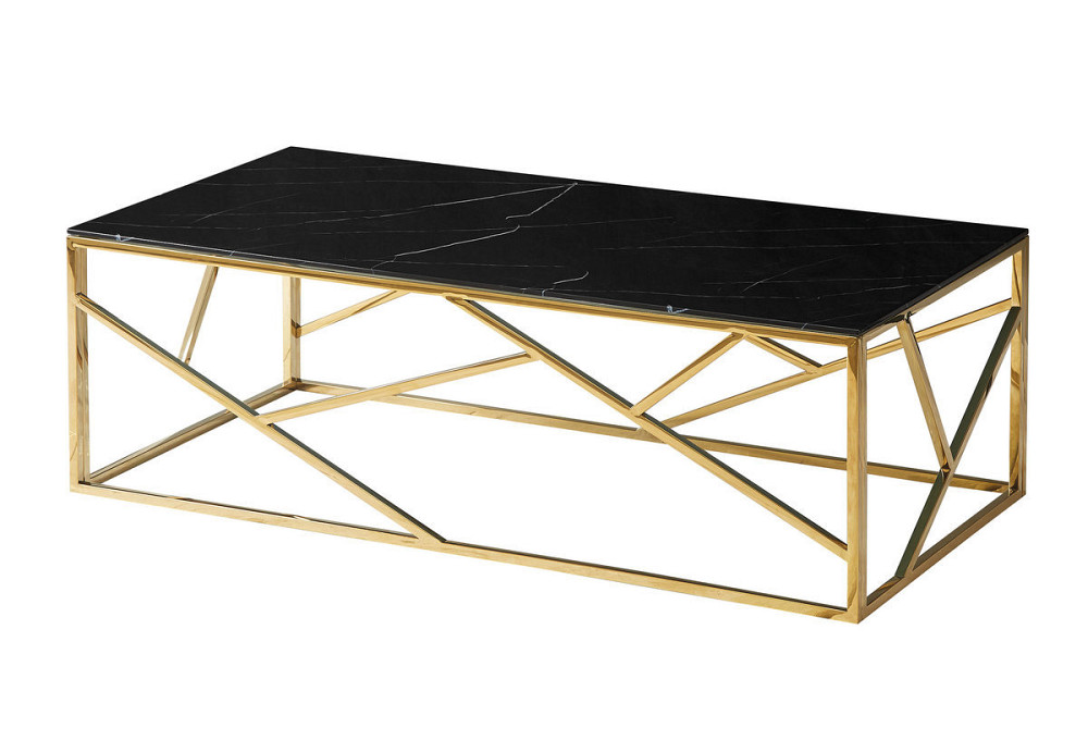 Журнальний столик ESCADA A II чорний еф.мармуру/золото 120x60 Днепр - изображение 1