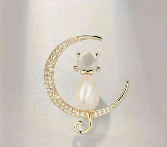 Брошка "Котик на місяці" Сміла