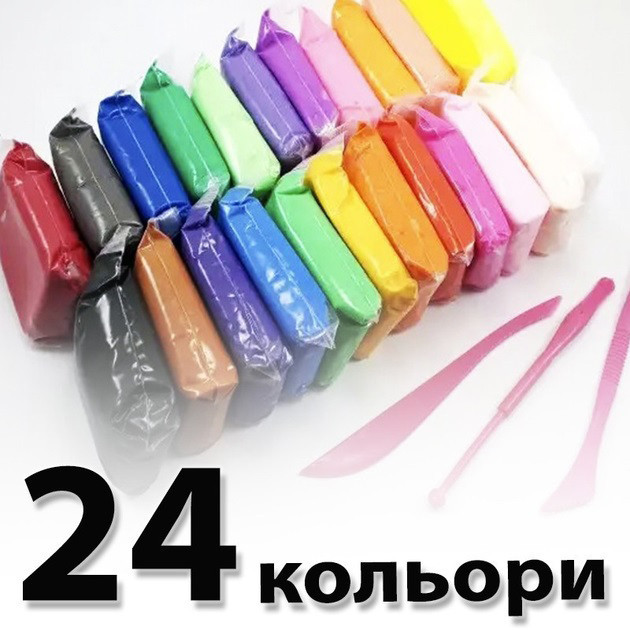 Пластилін для дітей з інструментами 24 шт, Маса для ліплення, Набір пластиліну для дітей LK-575 садка школи Київ - фото 5