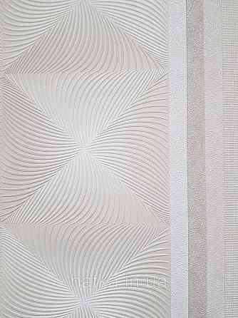 Шпалери вінілові на флізеліні Sintra Simmetria геометрія фігури ромби смуги 3д коричневі білі срібло 524725 Київ