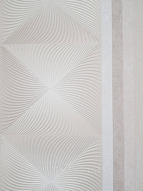 Шпалери вінілові на флізеліні Sintra Simmetria геометрія фігури ромби смуги 3д коричневі білі срібло 524725 Київ - фото 3
