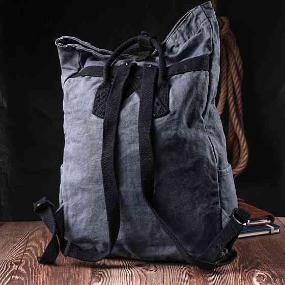 Модный городской рюкзак-мешок унисекс из плотного текстиля Серый (Vintage) Киев
